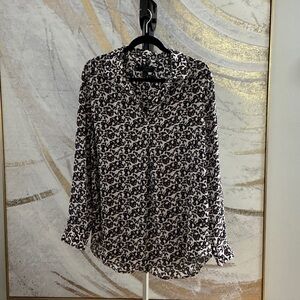Banana Republic Black and White Floral Blouse